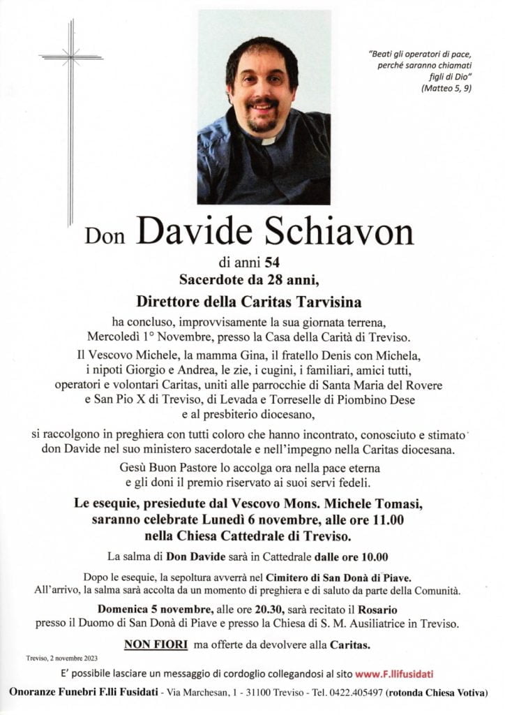 I funerali di don Davide Schiavon ed il rosario