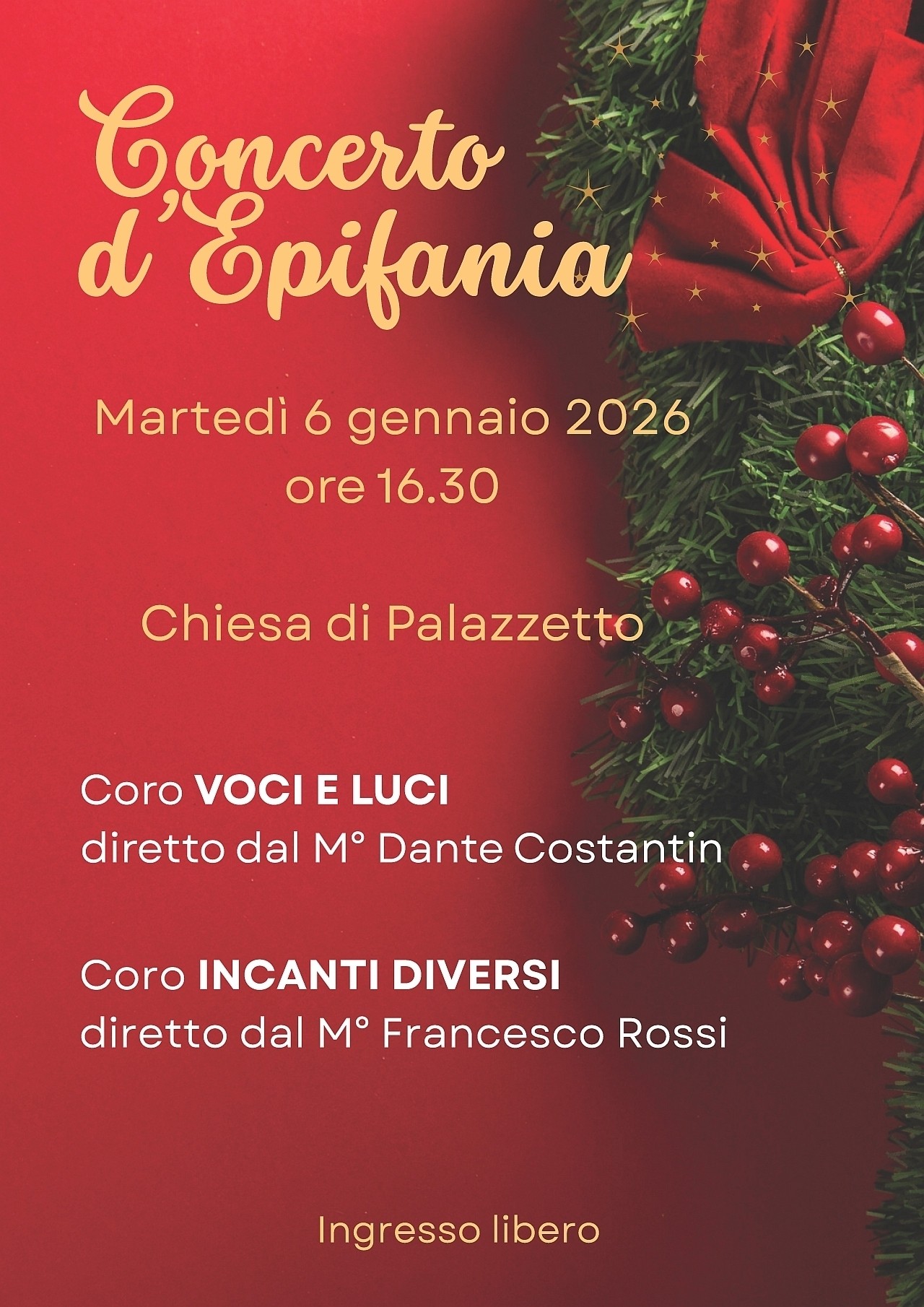 Concerto d’Epifania nella chiesa di Palazzetto – gennaio 2026