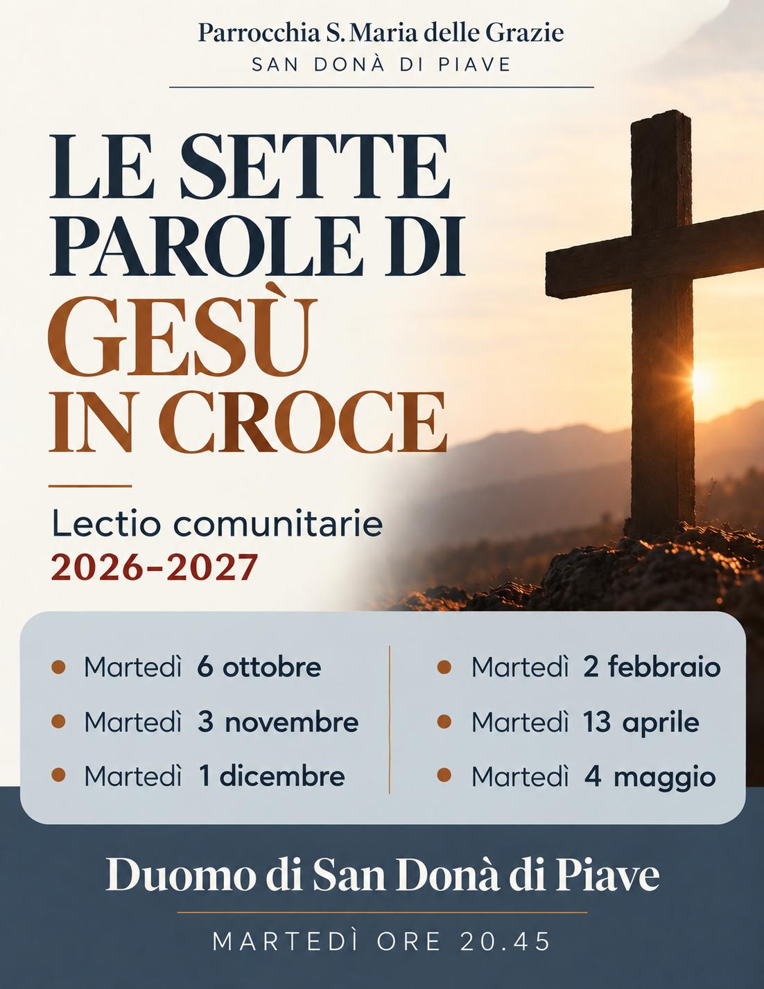 Lectio comunitarie 2026-27: “Le sette parole di Gesù in croce” – martedì 6 ottobre