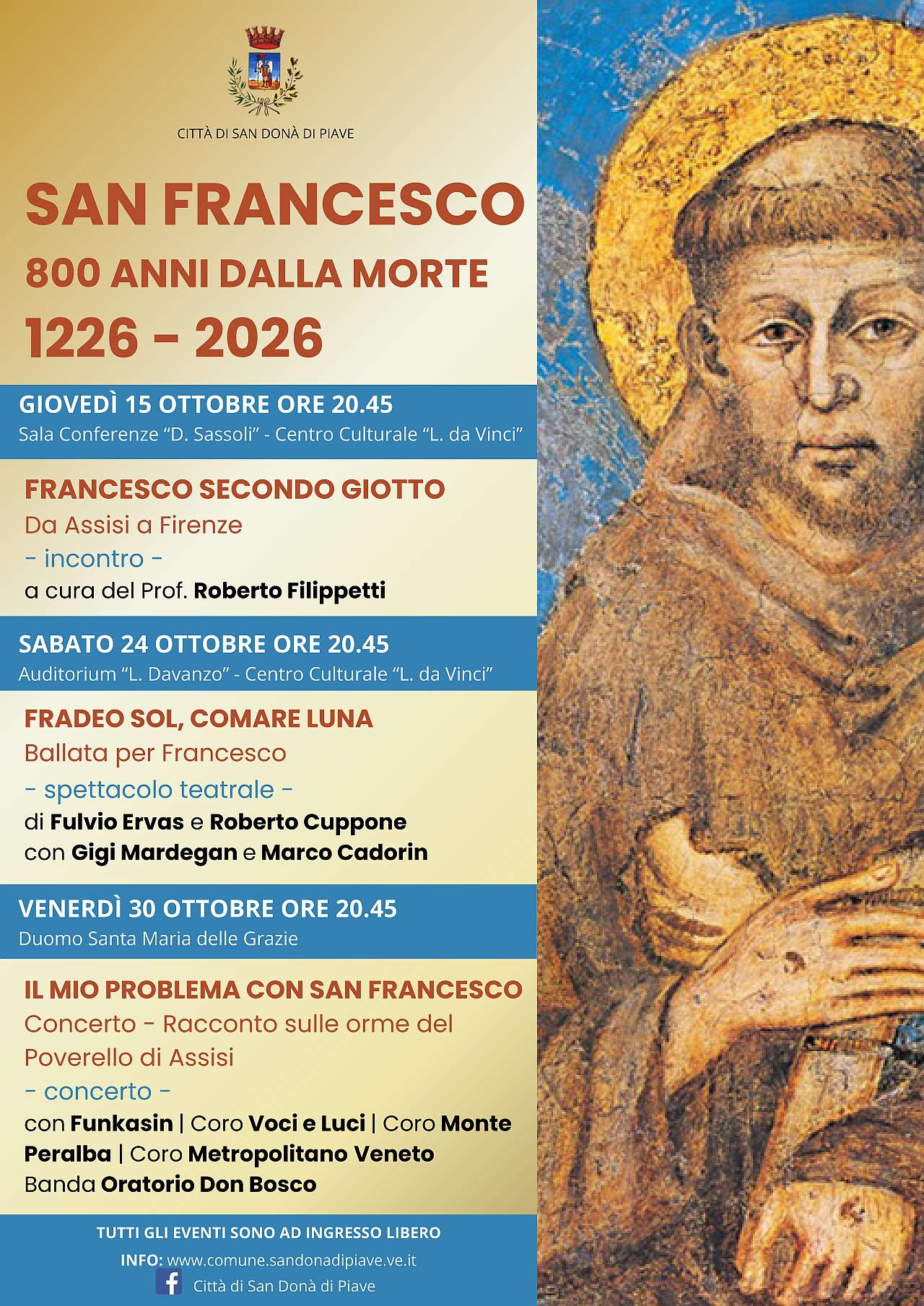 Iniziative per gli 800 anni dalla morte di S. Francesco